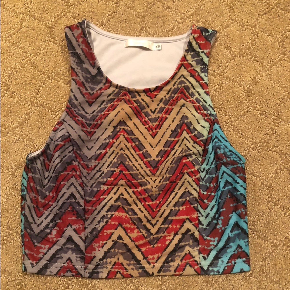 High neck fitted print LF crop top